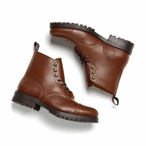 Will’s Vegan Leather Work Boots in Chesnut